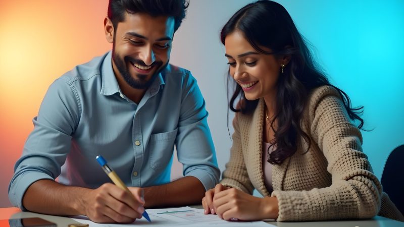 indian-man-woman-are-sitting-table-with-drawing